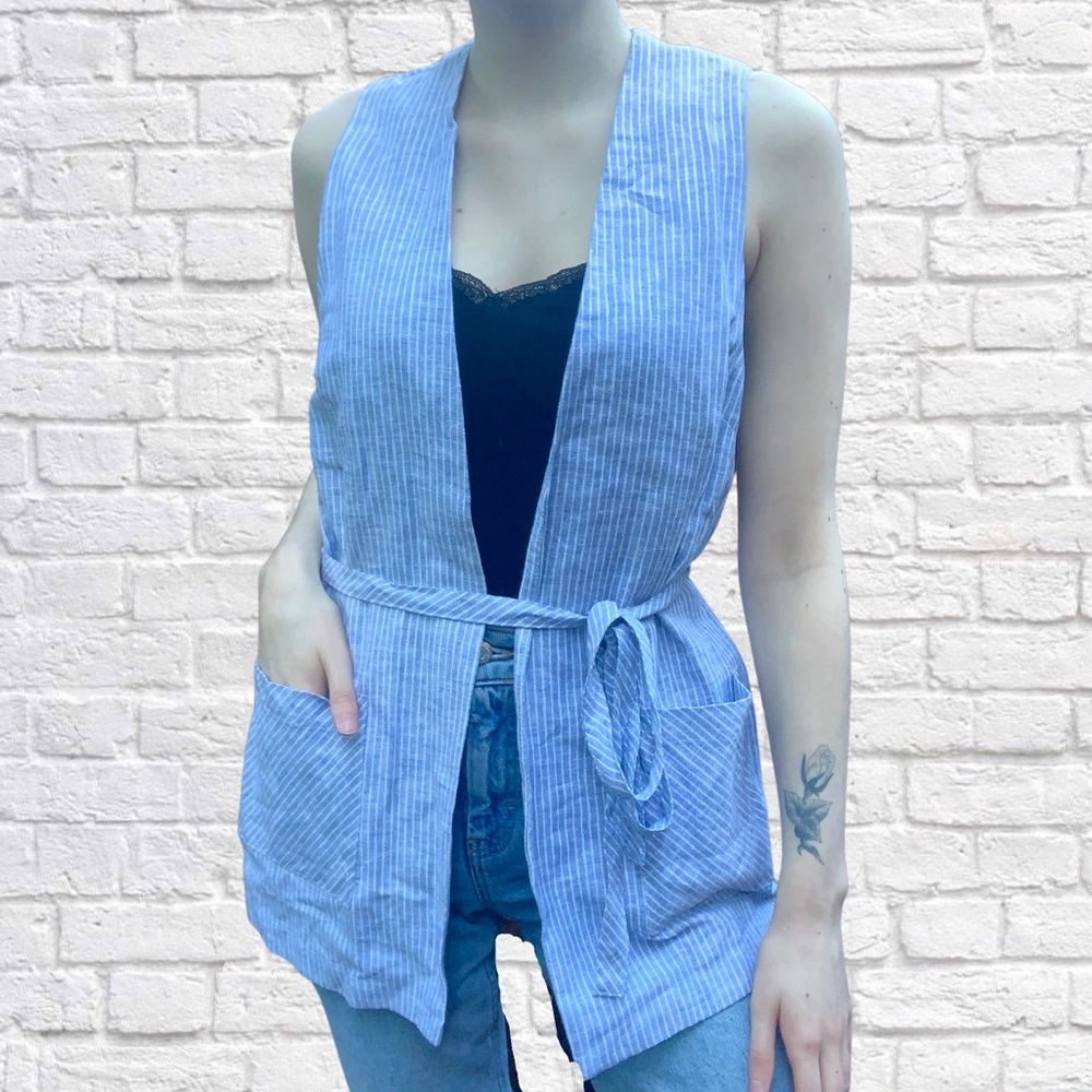 BCBGeneration blue and white striped vest S